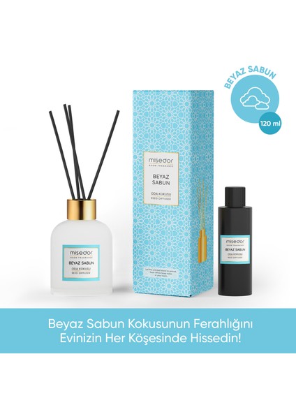 2 Li Set Beyaz Sabun Çubuklu Oda Kokusu 120 ml & Oda Spreyi 330 ml