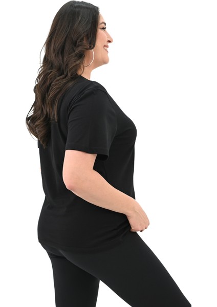 Kadın Büyük Beden Kiraz Baskılı T-Shirt 1785-24 fırsatları