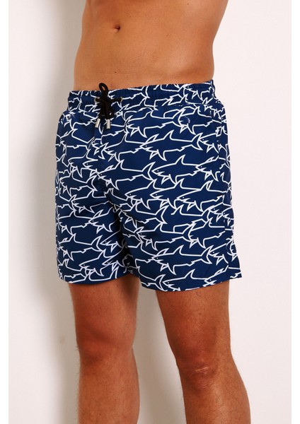 Erkek Lacivert Micro Kumaş File Astarlı Cepli Hızlı Kuruyan Dijital Baskı Deniz Şortu EDY6114L fiyatları