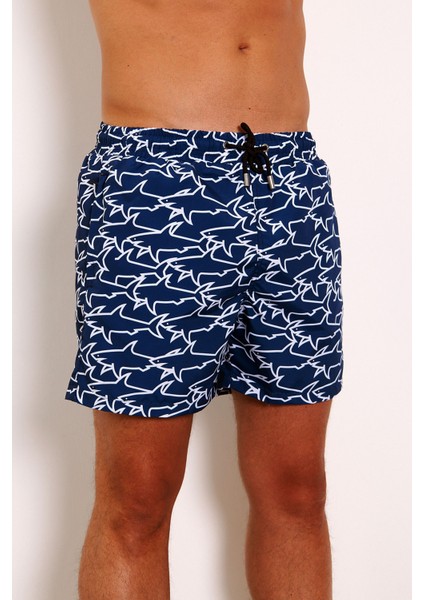 Erkek Lacivert Micro Kumaş File Astarlı Cepli Hızlı Kuruyan Dijital Baskı Deniz Şortu EDY6114L fırsatları