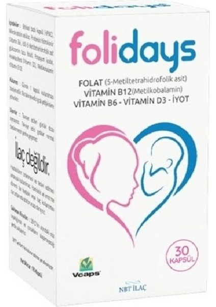 Folıdays (FOLIK-IOD-B12-B6-D3)30 Kapsul