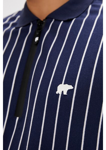 Theo Poloneck Lacivert Polo Yaka Fermuarlı Erkek Tişört modelleri