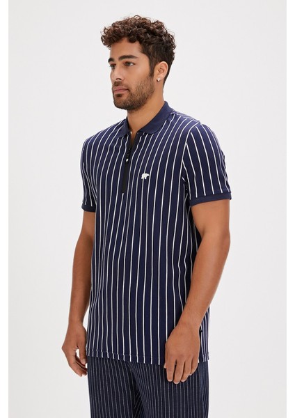 Theo Poloneck Lacivert Polo Yaka Fermuarlı Erkek Tişört indirimleri