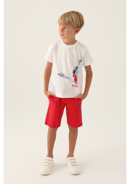 1750 Erkek Çocuk Bermuda Pijama Takım Krem V1