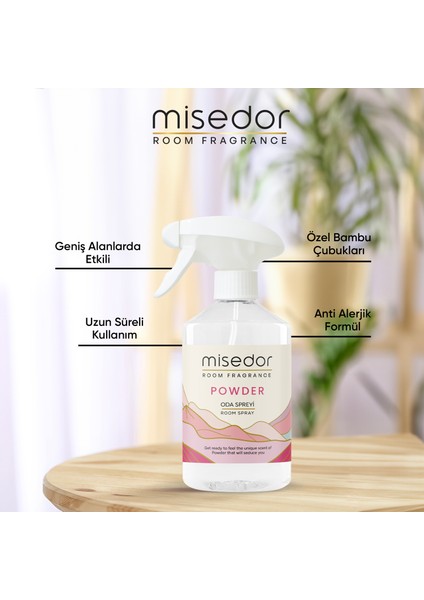 2 Li Set Powder Çubuklu Oda Kokusu 120 ml & Oda Spreyi 500 ml