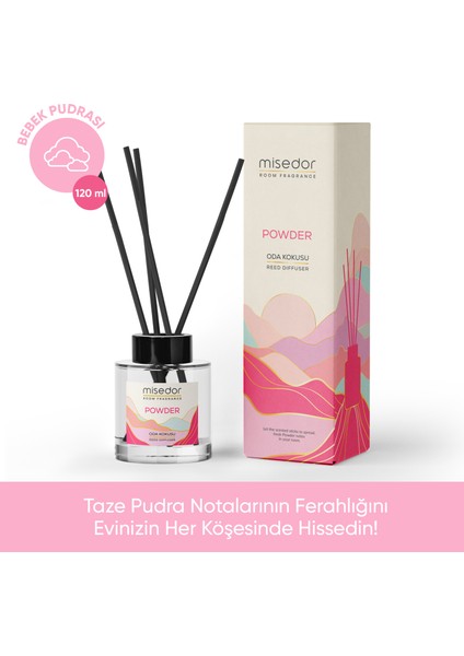 2 Li Set Powder Çubuklu Oda Kokusu 120 ml & Oda Spreyi 500 ml
