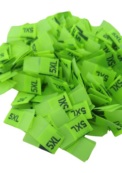 5xl Beden Etiketi Neon Sarı Renk Dokuma Etiket - 250 Adet