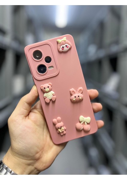Xiaomi Redmi Note 12 Pro 5g Sweet Ayıcıklı 3 Boyutlu Tatlı Kiraz Desenli Kılıf