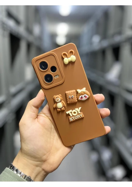 Vip Case Xiaomi Redmi Note 12 Pro 5g Ayıcık Kiraz Kız Toy Story Şeker Desenli Kahverengi Kılıf