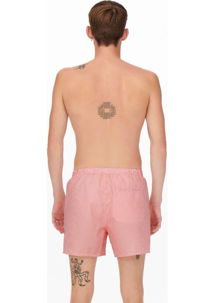Erkek Onsted Çizgili Deniz Şortu 22021841 Pembe modelleri