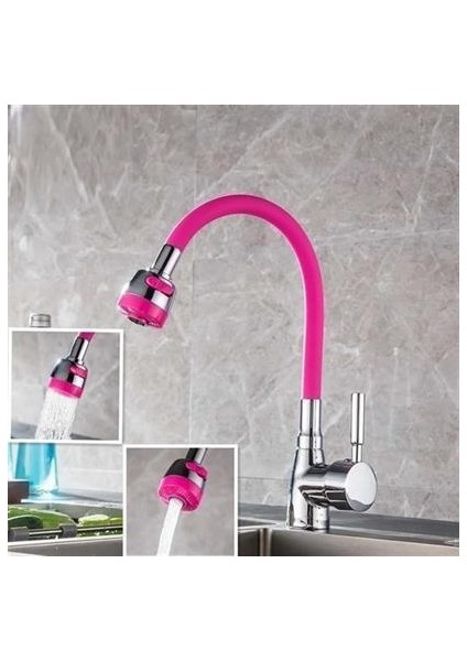 Oynar Başlıklı Tasarruflu Kubar Musluk Borusu ve Başlığı pembe