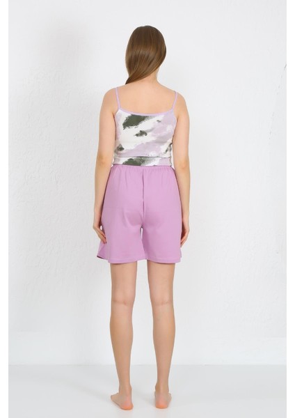 Kadın Ip Askılı Pamuk Penye Şortlu Takım Lila 3620 indirimleri