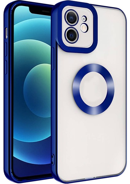 - Apple iPhone 11 - Kılıf Kamera Korumalı Logo Gösteren Omega Kapak - Lacivert