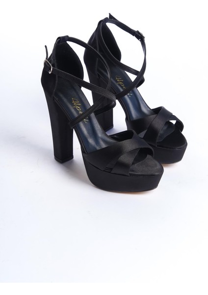 Kadın Siyah Saten Çapraza Çapraz Abiye Ayakkabı fırsatları