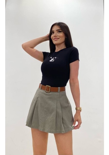 Kadın Pileli Şort Siyah Etek fiyatları