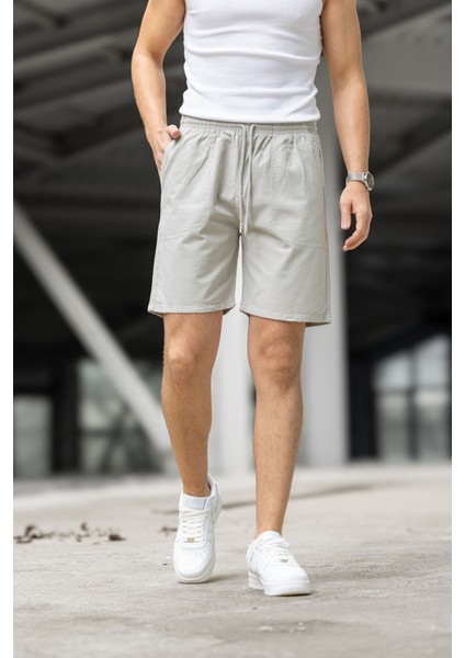 Erkek Regular Fit Cepli Kapri Şort - Beyaz