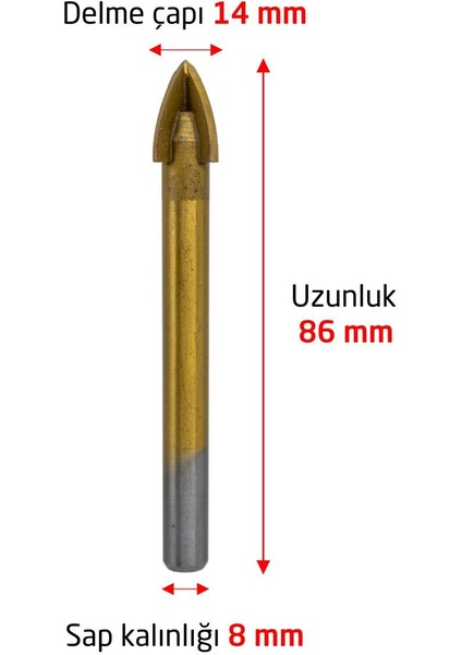 6178 Ok Tipi 4 Elmaslı Cam Fayans Delme Matkap Ucu 14 mm fırsatları