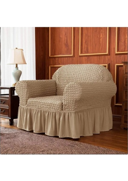 Eldost Bürümcük Tek Kişilik Koltuk Kılıfı, Berjer Örtüsü Lastikli, Esnekli, Etekli (1 Adet)