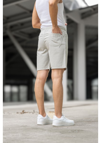 Erkek Regular Fit Cepli Kapri Şort - Beyaz