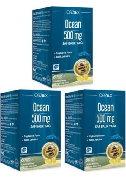 Saf Omega 3 Balık Yağı 500 Mg 60 Kapsül X3 Adet