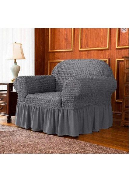 Eldost Bürümcük Tek Kişilik Koltuk Kılıfı, Berjer Örtüsü Lastikli, Esnekli, Etekli (1 Adet)