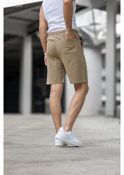 Erkek Regular Fit Cepli Kapri Şort - Kahve