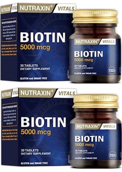 Biotin 5000 Mcg Takviye Edici Gıda 30 Tablet 2 Kutu