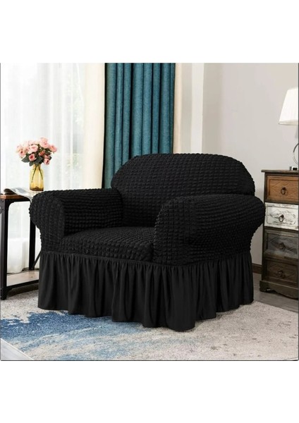 Eldost Bürümcük Tek Kişilik Koltuk Kılıfı, Berjer Örtüsü Lastikli, Esnekli, Etekli (1 Adet)