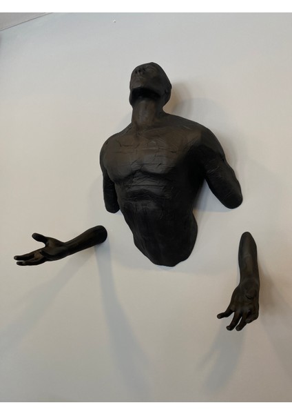 Wall Man Duvar Dekoru Duvar Adam Heykeli Duvardan Çıkan Adam Dekoru El Boyaması