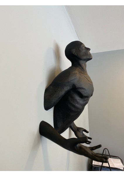 Wall Man Duvar Dekoru Duvar Adam Heykeli Duvardan Çıkan Adam Dekoru El Boyaması