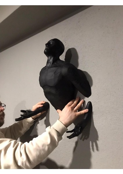 Wall Man Duvar Dekoru Duvar Adam Heykeli Duvardan Çıkan Adam Dekoru El Boyaması