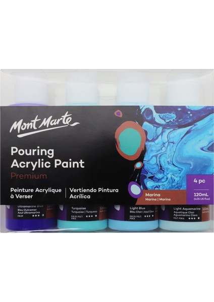 mm Dökme Akrilik Boya Seti Premium 4pc x 120ML - Marina