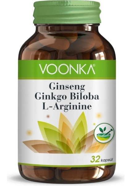Ginseng Ginkgo Biloba L-Arginine 32 Kapsül 8680807008304