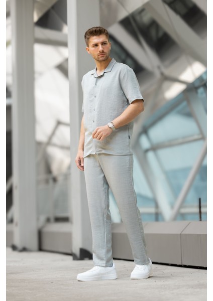 Erkek Regular Fit Gömlek Takım - Gri