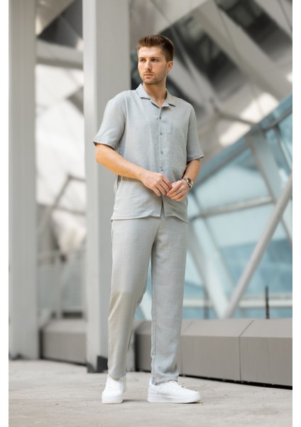 Erkek Regular Fit Gömlek Takım - Gri