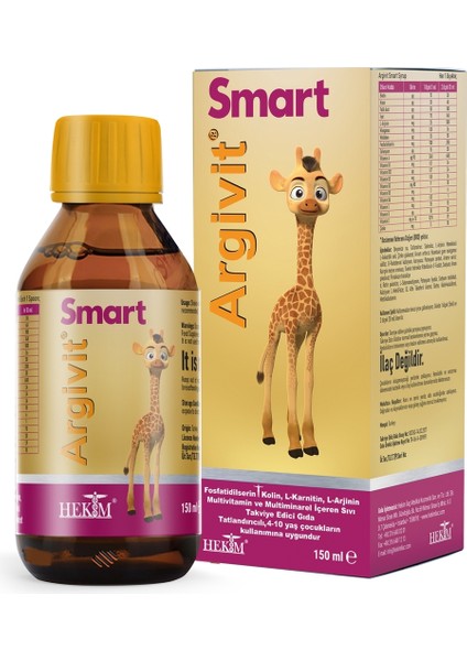 Smart Şurup 150 ml Kolin L-Karnitin Demir ve K Vitamini İçeren Vitaminli Besin