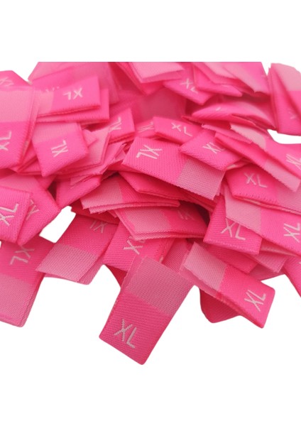 Xl Beden Etiketi Neon Pembe Renk Dokuma Etiket - 250 Adet