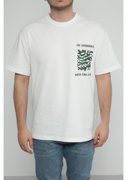 Hscstore Erkek Baskılı Beyaz Tişört - 8452