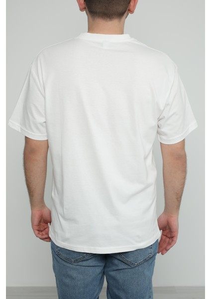 Hscstore Erkek Baskılı Beyaz Tişört - 8452 fırsatları
