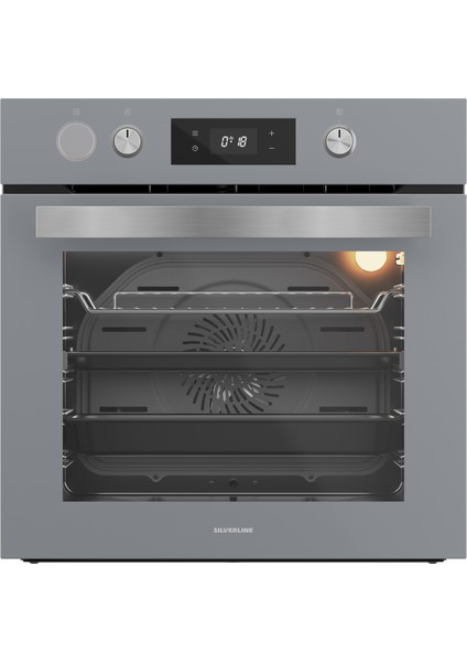 BO65P4S01 Buhar Destekli + Airfryer Özellikli Ankastre Fırın Gri Antrasit Cam