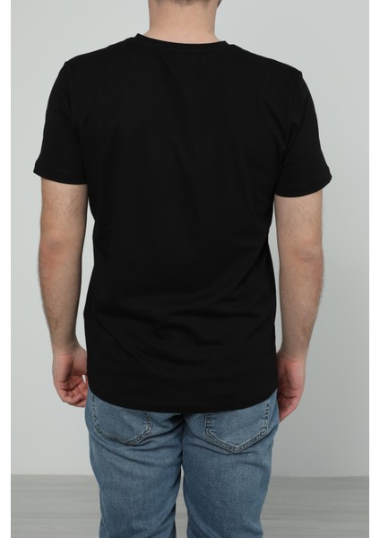 Hscstore Erkek Bisiklet Yakalı Siyah Tişört -8455 fırsatları