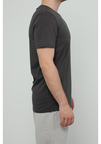 Hscstore Erkek Bisiklet Yakalı Antrasit Tişört -8455