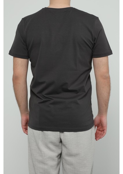 Hscstore Erkek Bisiklet Yakalı Antrasit Tişört -8455