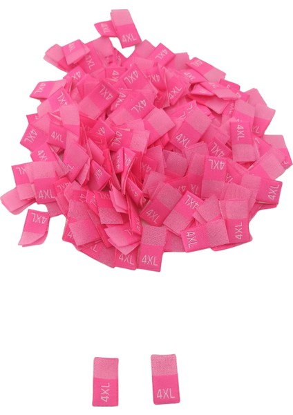 4xl Beden Etiketi Neon Pembe Renk Dokuma Etiket - 250 Adet