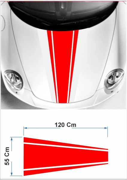 Ön Kaput Şerit Araba Oto Sticker 00020