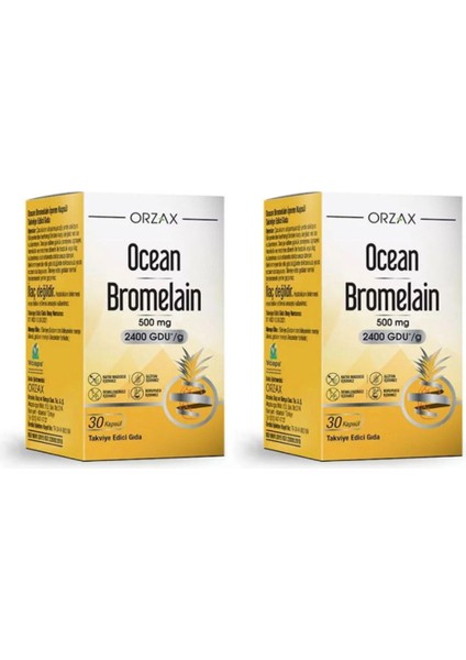 Bromelain 500 Mg Takviye Edici Gıda 30 Kapsül 2li