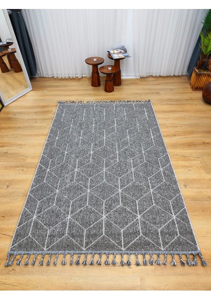 Trendycarpet Bambu Dokusunda Dekoratif Halı Gri 1408