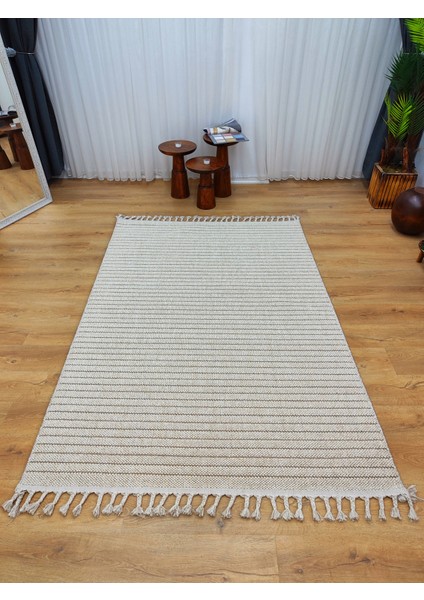 Trendycarpet Bambu Dokusunda Dekoratif Halı Bej 1412