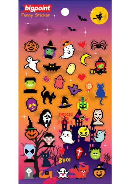 Sticker Piksel Cadılar Bayramı 15'li Paket