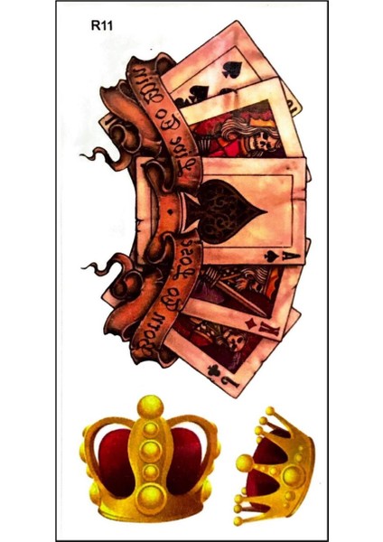 Poker Kağıdı Kral Tacı Vucut Için Geçici Dövme